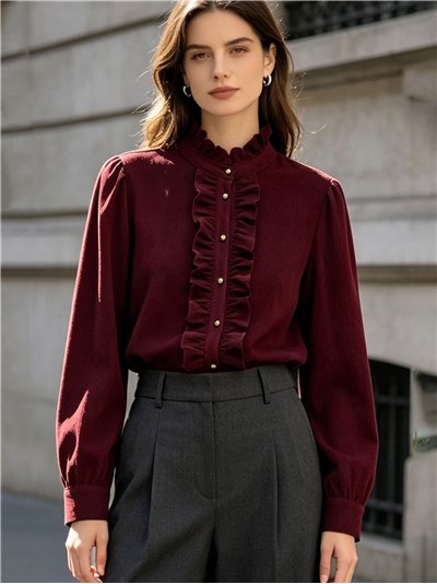 Blusa pana con volantes delanteros