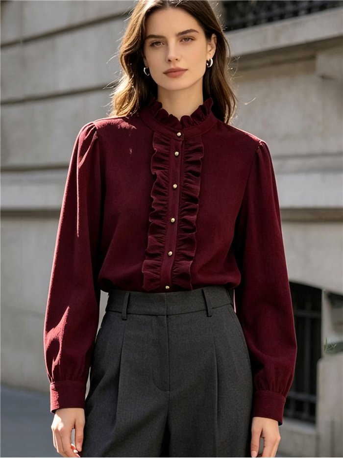 Blusa pana con volantes delanteros