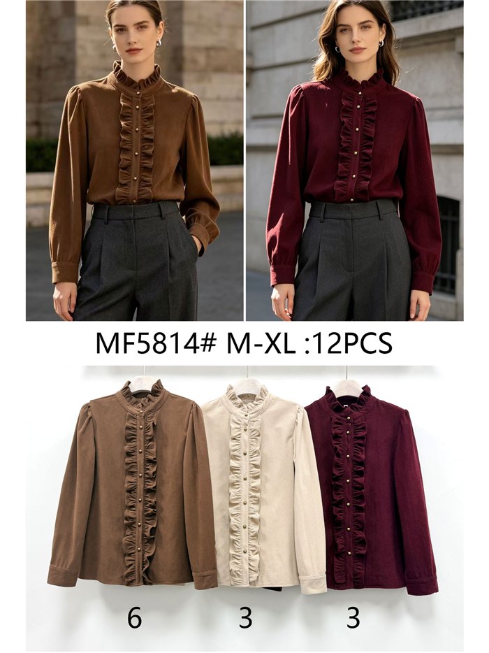 Blusa pana con volantes delanteros