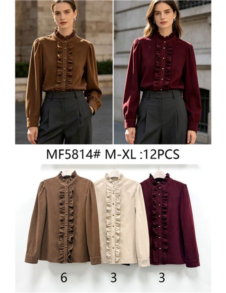 Blusa pana con volantes delanteros