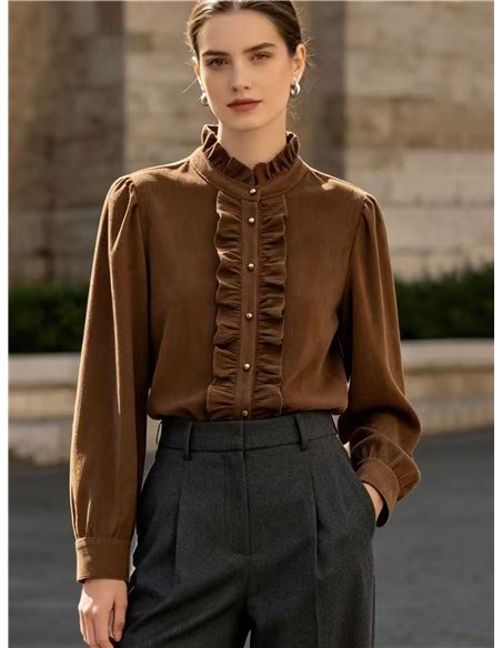Blusa pana con volantes delanteros