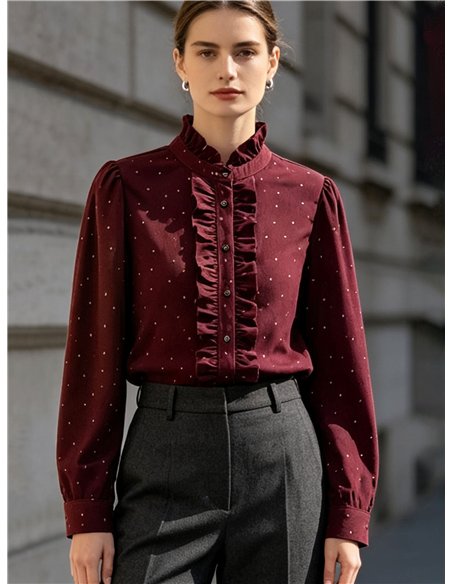 Blusa pana de lunares con volantes