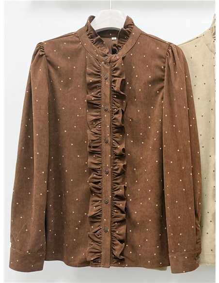 Blusa pana de lunares con volantes
