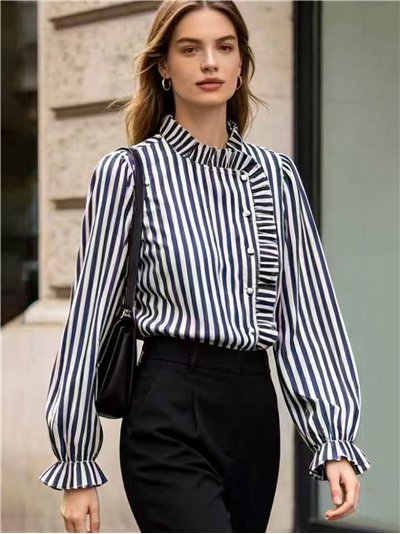 Blusa rayas con volante lateral