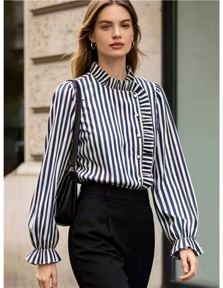 Blusa rayas con volante lateral