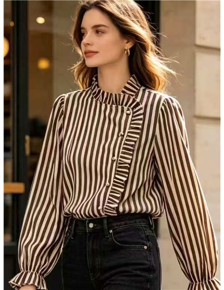 Blusa rayas con volante lateral