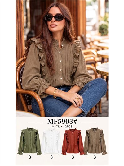 Blusa con volantes y pliegues 2