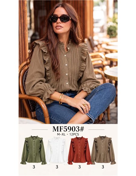 Blusa con volantes y pliegues