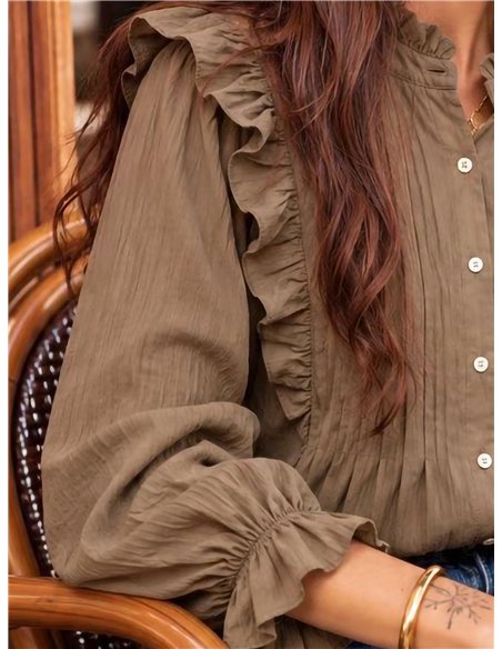 Blusa con volantes y pliegues