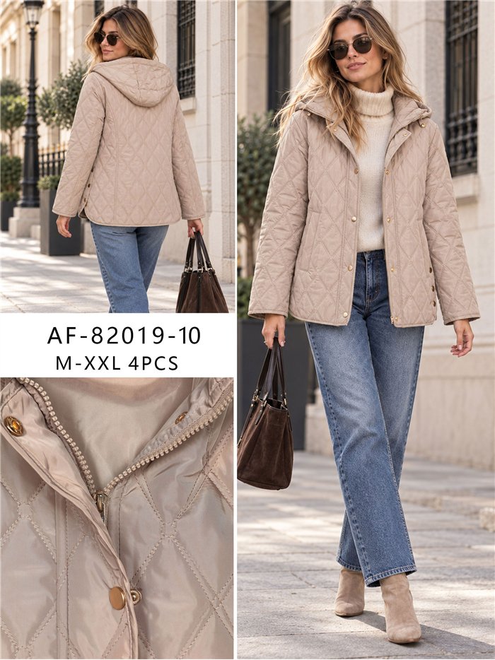 Quilted down puffer jacket with hood