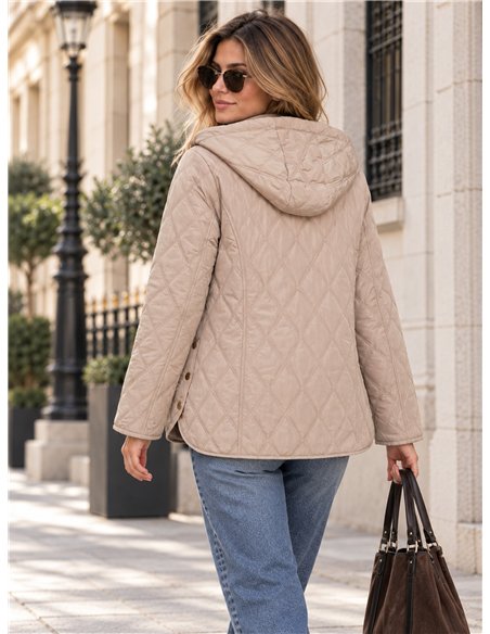 Quilted down puffer jacket with hood