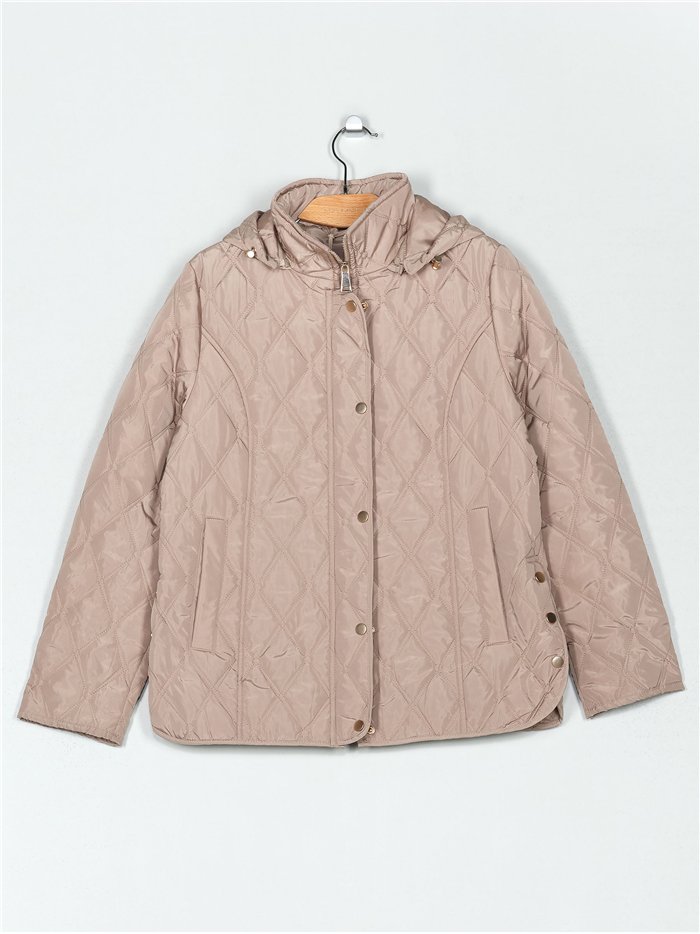 Quilted down puffer jacket with hood