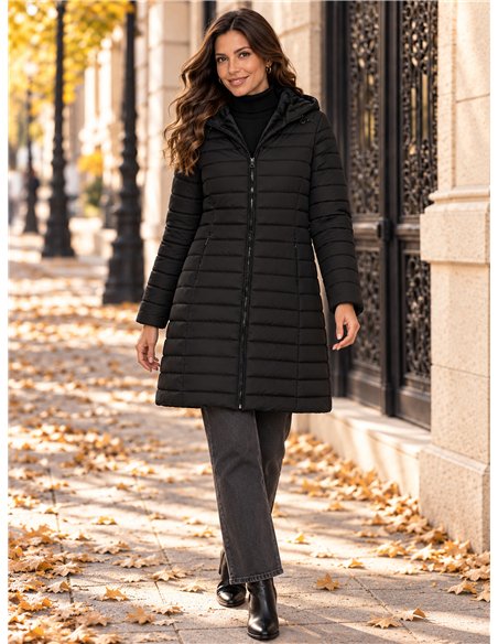 Anorak largo capucha forro polar