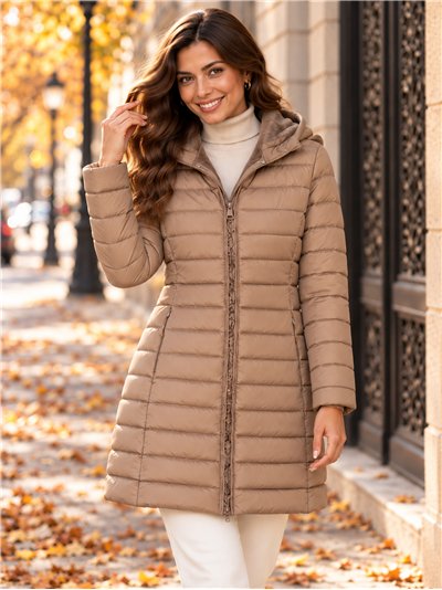Anorak largo capucha forro polar