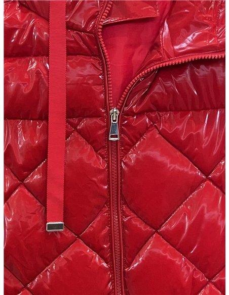 Chaleco largo acharolado capucha water repellent