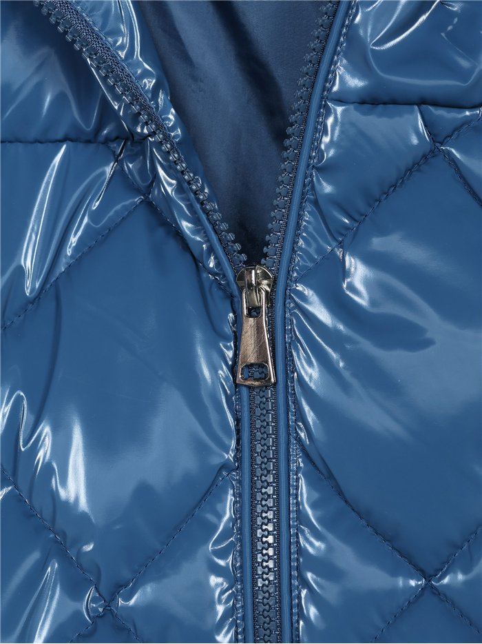 Chaleco largo acharolado capucha water repellent