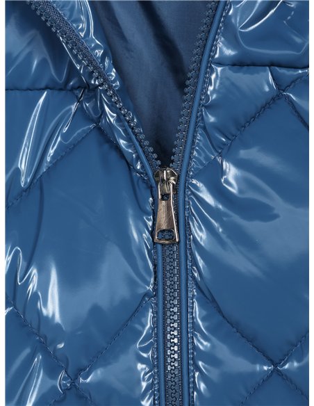 Chaleco largo acharolado capucha water repellent
