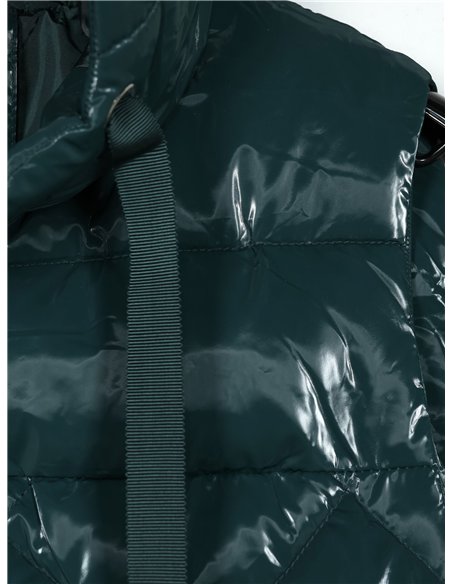Chaleco largo acharolado capucha water repellent