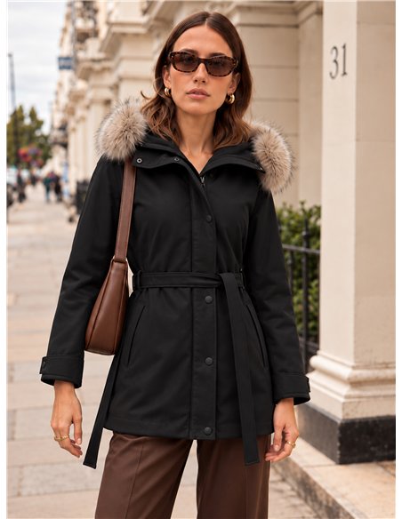 Parka acolchada capucha con pelo