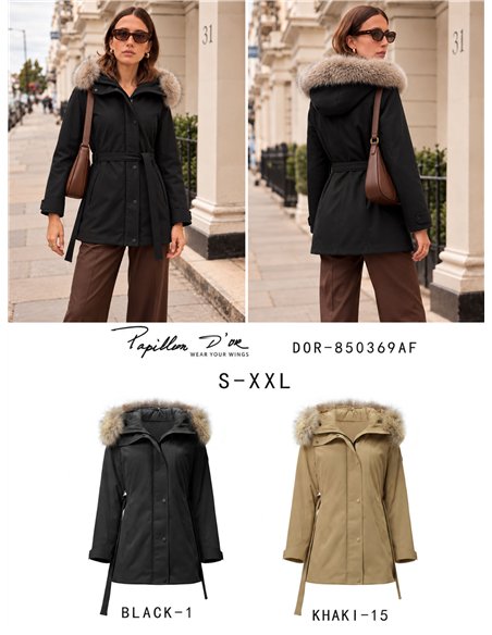 Parka acolchada capucha con pelo
