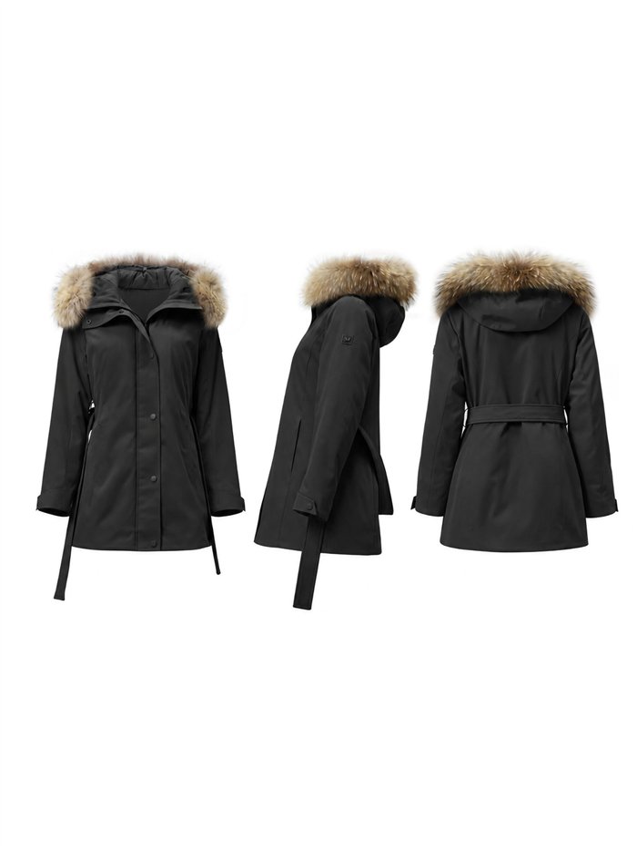 Parka acolchada capucha con pelo