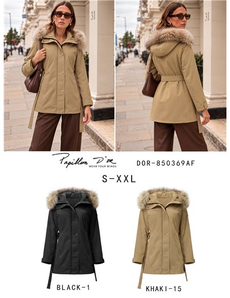 Parka acolchada capucha con pelo