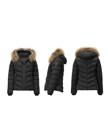 Anorak corto capucha con pelo