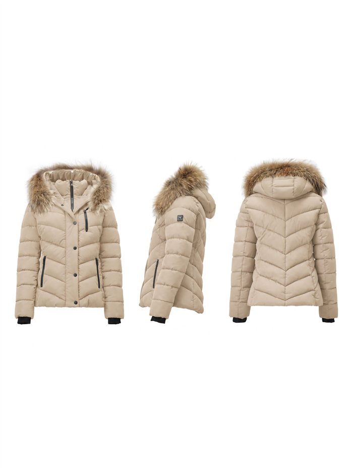 Anorak corto capucha con pelo