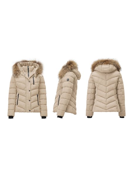 Anorak corto capucha con pelo