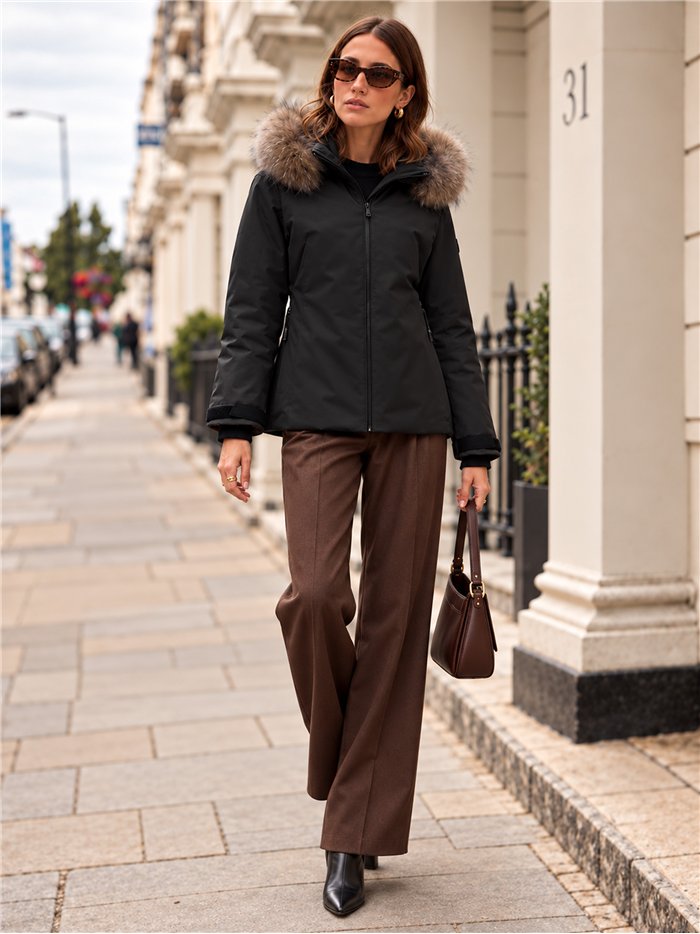 Chaqueta acolchada capucha con pelo