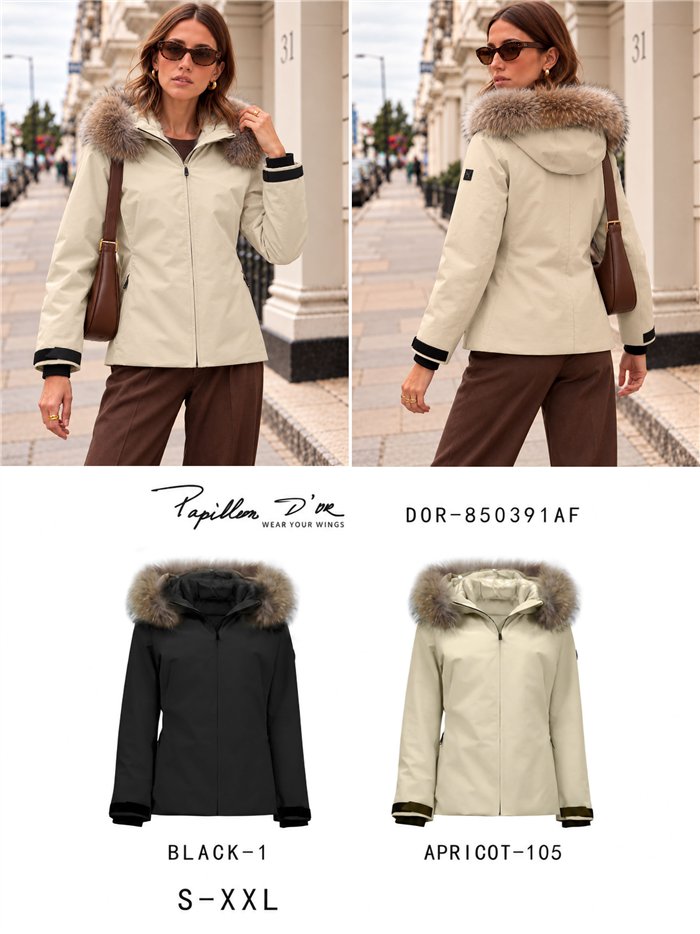 Chaqueta acolchada capucha con pelo