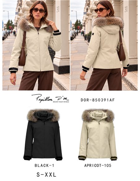 Chaqueta acolchada capucha con pelo