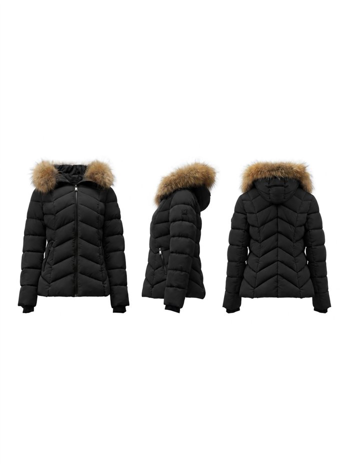 Anorak corto capucha con pelo