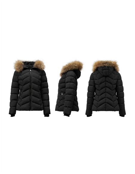Anorak corto capucha con pelo