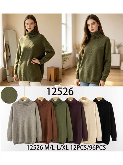Jersey amplio rombos cuello vuelto 2