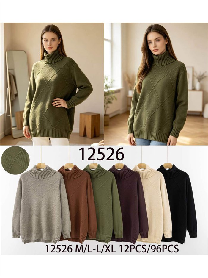 Jersey amplio rombos cuello vuelto