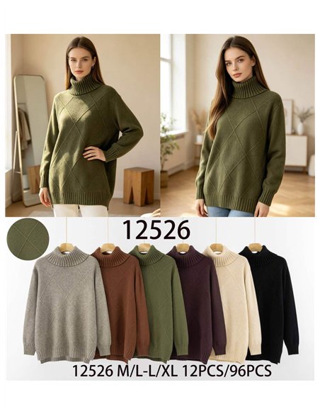 Jersey amplio rombos cuello vuelto