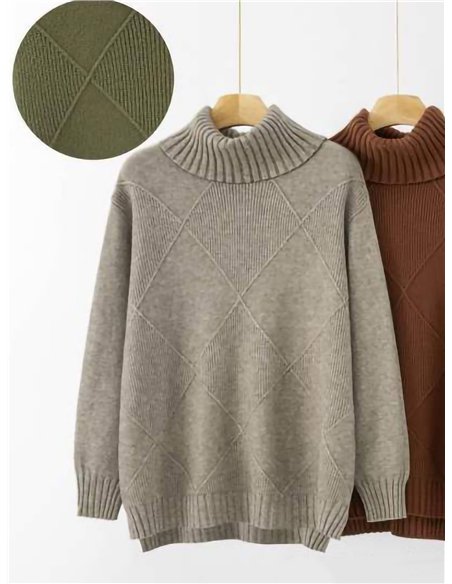 Jersey amplio rombos cuello vuelto