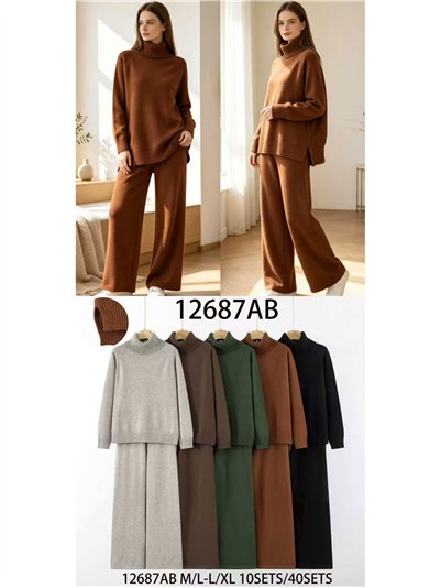 Conjunto jersey cuello vuelto y pantalón 2