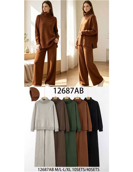 Conjunto jersey cuello vuelto y pantalón