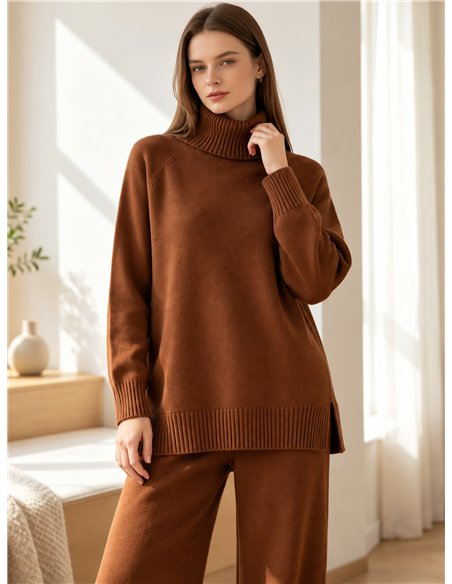 Conjunto jersey cuello vuelto y pantalón