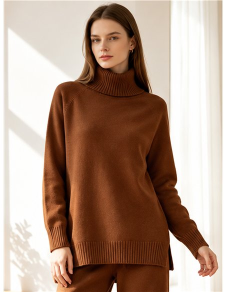 Conjunto jersey cuello vuelto y pantalón