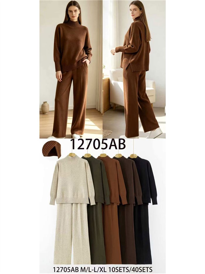 Conjunto jersey cuello perkins y pantalón