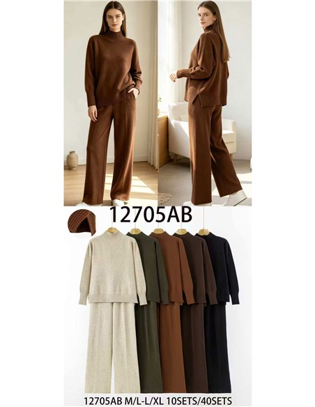 Conjunto jersey cuello perkins y pantalón