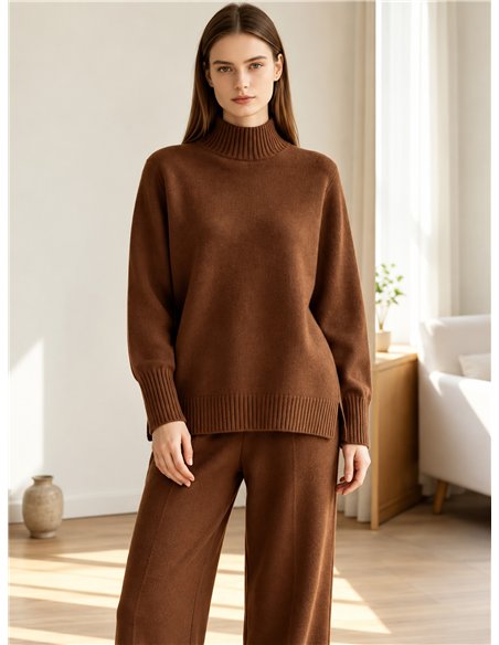 Conjunto jersey cuello perkins y pantalón