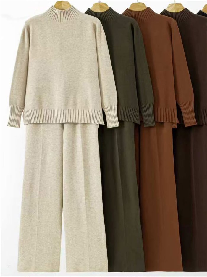 Conjunto jersey cuello perkins y pantalón