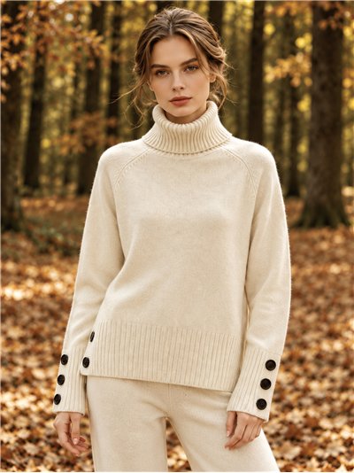 Jersey cuello vuelto detalle botones