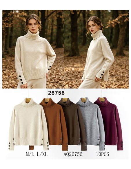 Jersey cuello vuelto detalle botones