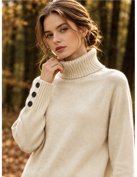 Jersey cuello vuelto detalle botones