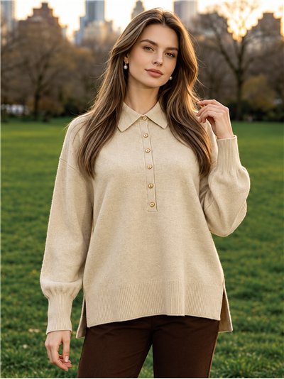 Jersey amplio cuello polo